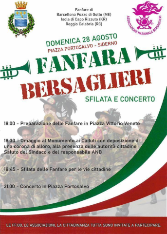 Oggi a Siderno sfilata e concerto dei Bersaglieri 