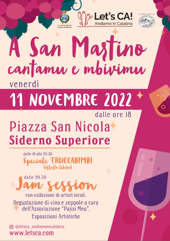 "A San Martino cantamu e mbivimu". Evento 11 Novembre a Siderno Superiore. 